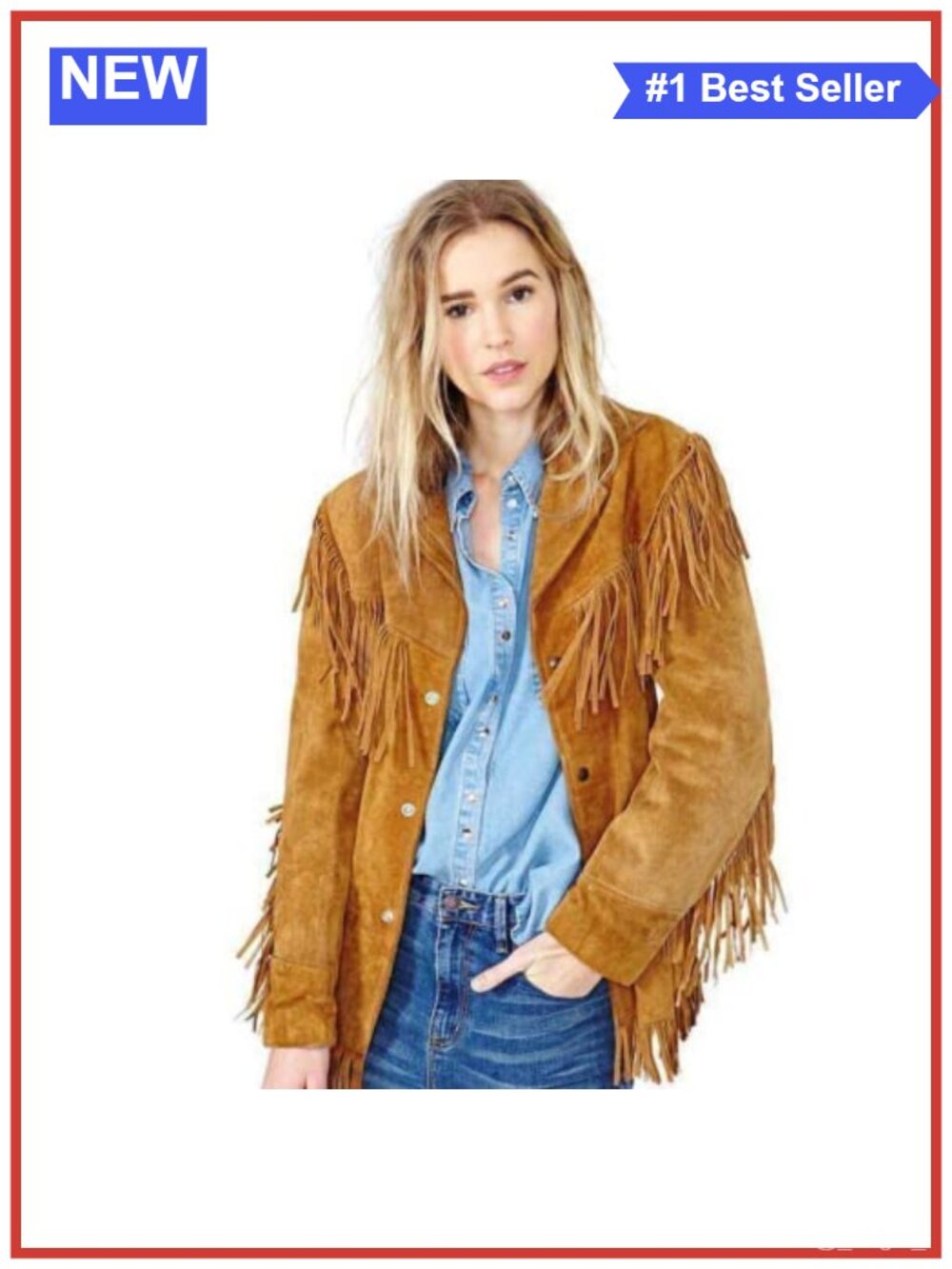 Genuine Suede Leather Fringe Western Jacket Women Cowgirl Tassels